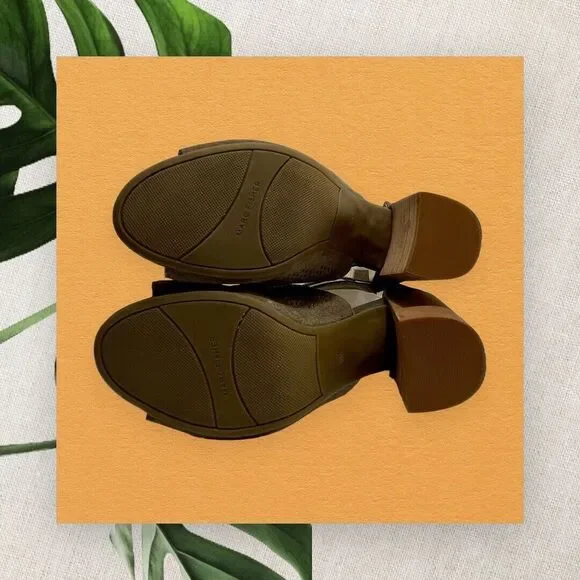 Marc Fisher Gabie Heels Grey Taupe Suede Cutout Block Heel Open Toe Cage Size 8M - Picture 11 of 13